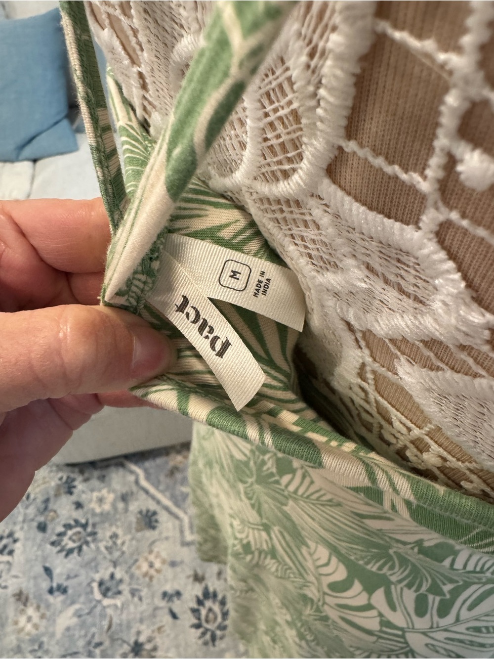 Pact Organic Cotton Green and White Leaf-Print Midi Dress - Picture 3 of 8